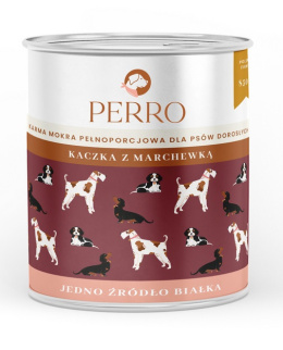 PERRO Karma mokra Kaczka z marchewką - monobiałkowa formuła dla psów dorosłych 850g