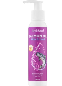 Lovi Food Salmon Oil - czysty olej z łososia dla psa i kota, bogaty w kwasy Omega-3, EPA i DHA - 100ml